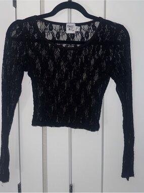 Princess Polly Black Sheer Lace Long Sleeve top